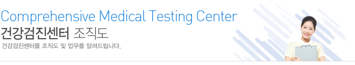 Comprehensive Medical Testing Center 건강검진센터 조직도 건강검진센터를 조직도 및 업무를 알려드립니다.